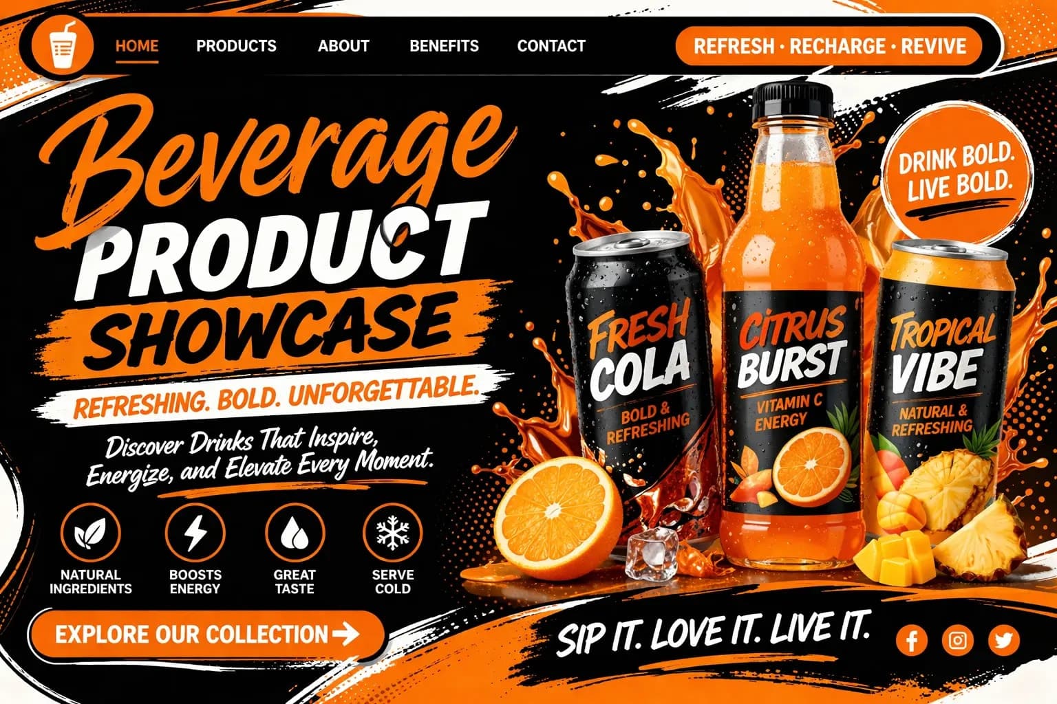 Beverage Product Showcase Landing Page