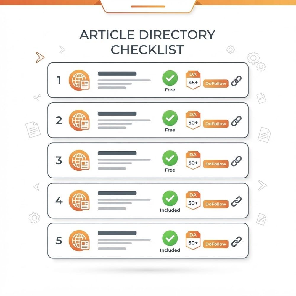 Checklist of free article directory sites with domain authority and do-follow tags