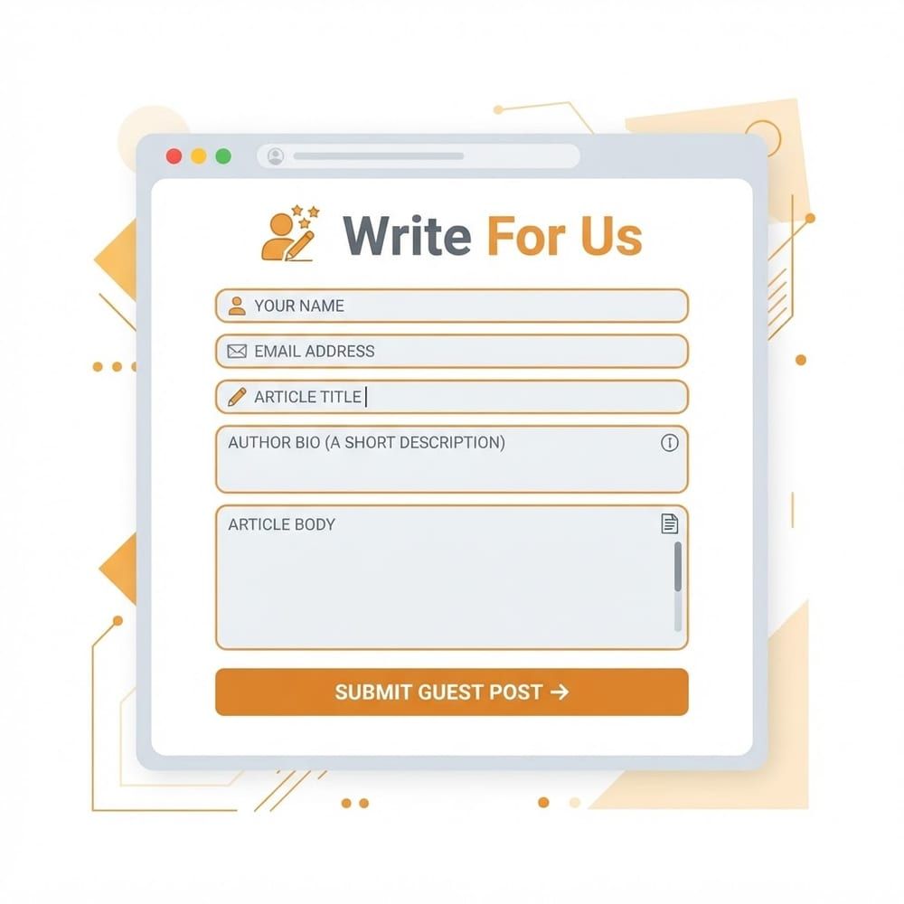 Write for us guest post submission form on a browser window